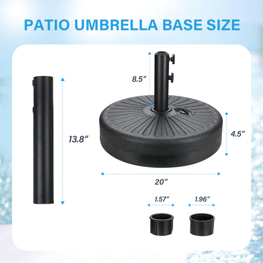 HealSmart 50Lbs Durable Fillable Outdoor Patio Umbrella Base Heavy Duty Stand for Lawn, Deck, Poolside, Black