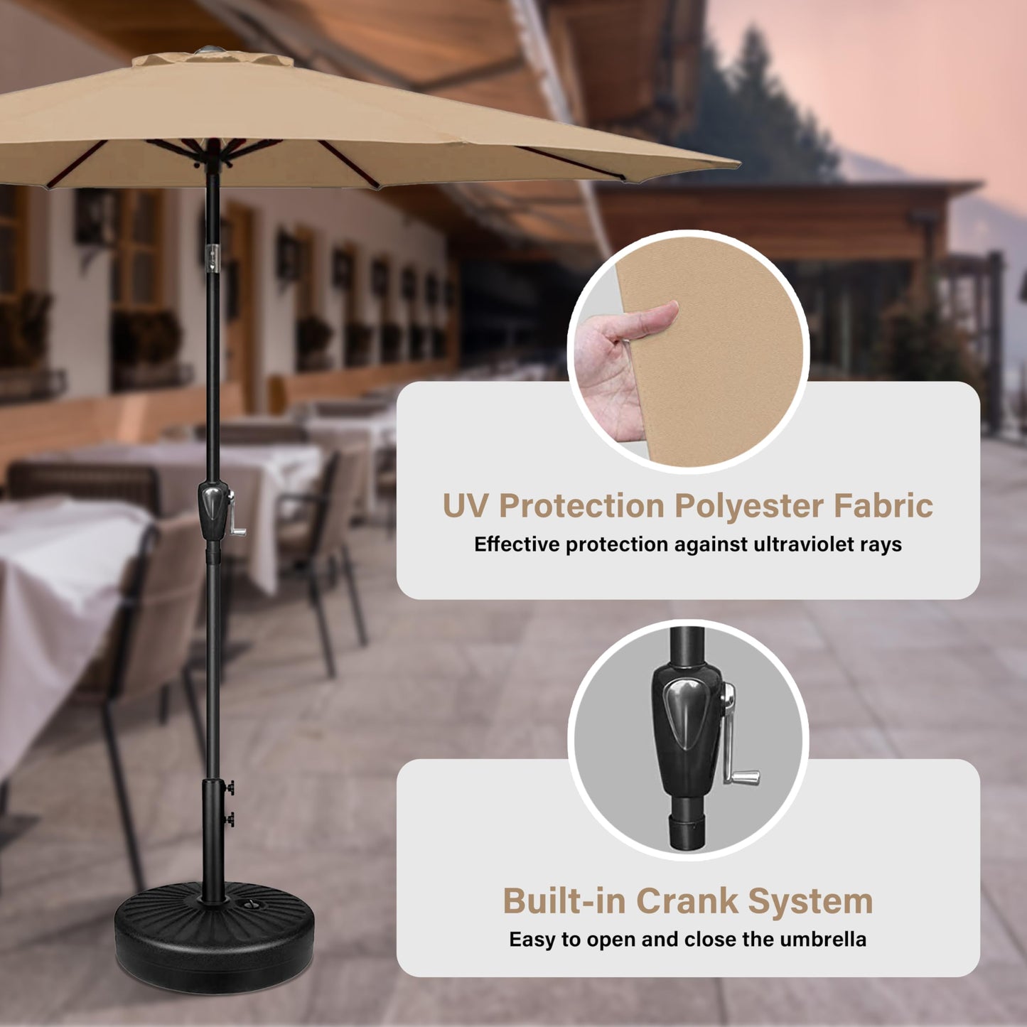 InfiniPower Outdoor Patio Umbrella Table Umbrellas with Push Button Tilt/Crank, UV Protection Waterproof for Garden Deck Backyard Pool,