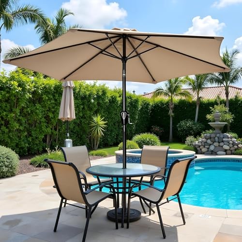 InfiniPower Outdoor Patio Umbrella Table Umbrellas with Push Button Tilt/Crank, UV Protection Waterproof for Garden Deck Backyard Pool,
