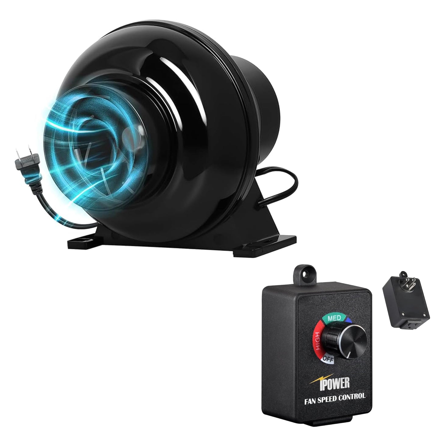 HealSmart 4 Inch 195 CFM Inline Duct Fan Vent Booster Blower Combo