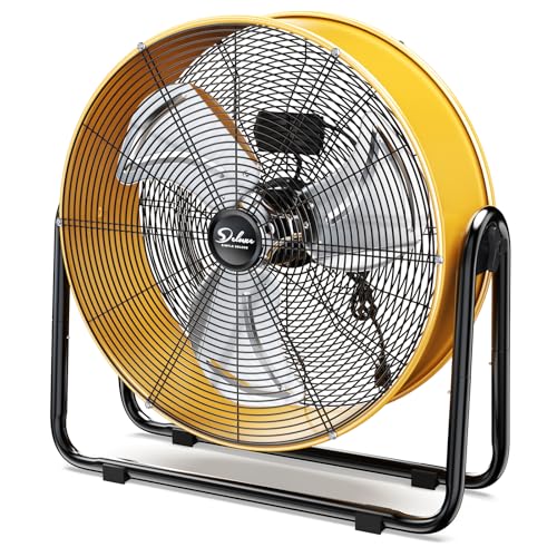 Simple Deluxe 24-Inch Heavy Duty Metal Drum Fan, 3-Speed High Velocity Industrial Floor Fan for Warehouses, Workshops, Factories and Basements