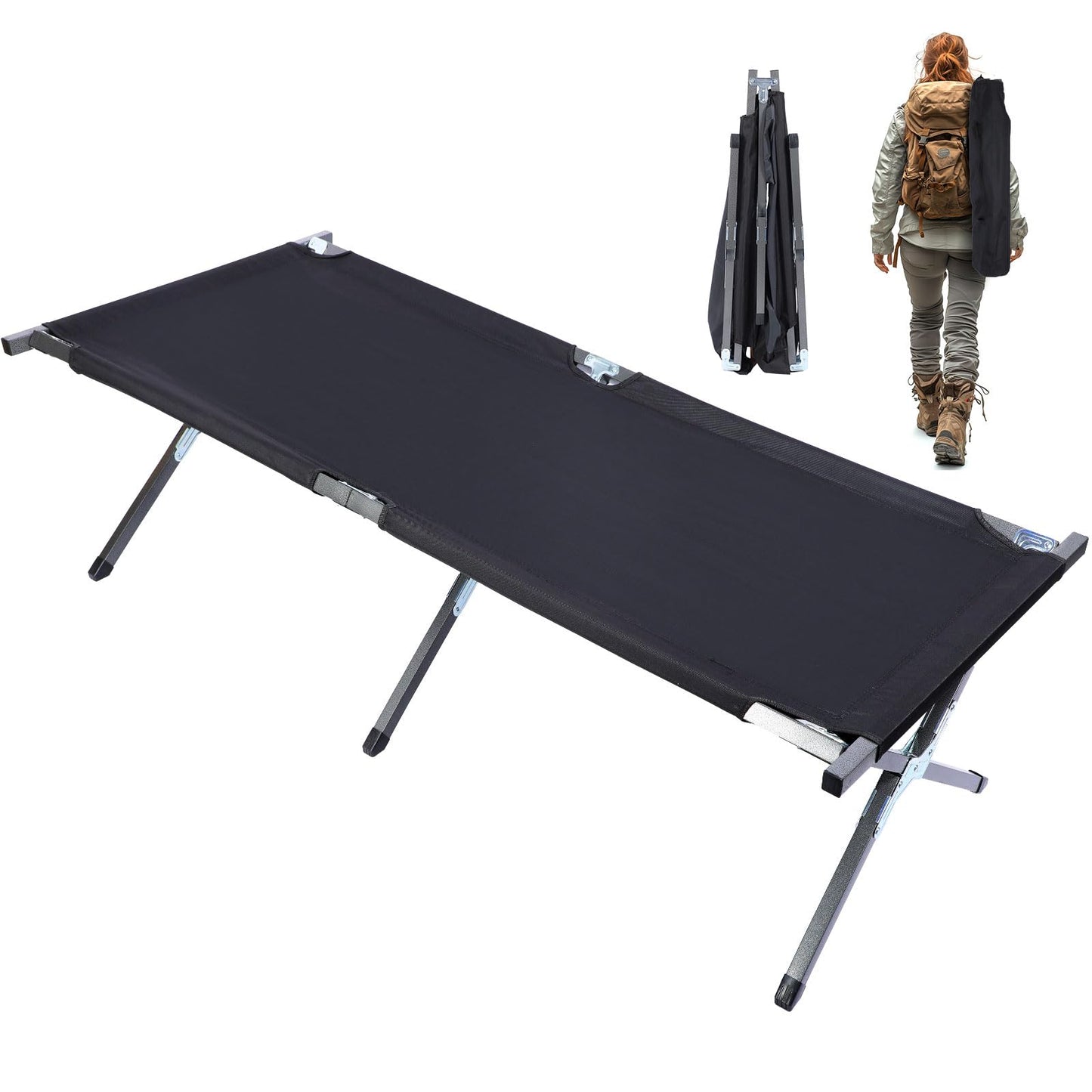 YSSOA Folding Camping Cot with Storage Bag for Adults, Portable and Lightweight Sleeping Bed for Outdoor Traveling, Hiking, Easy to Set up