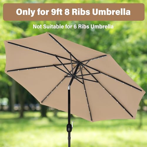 HealSmart 9' Patio Umbrella Replacement Canopy Cover with 8 Ribs, Outdoor Table Market Yard Umbrellas