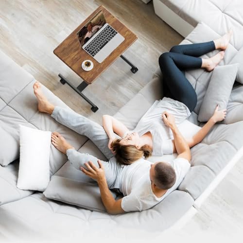 YSSOA Mobile Small Standing Desk - Rolling Desk with Adjustable Height and Lockable Wheels, Sit-Stand Laptop Table, Portable Computer Workstation