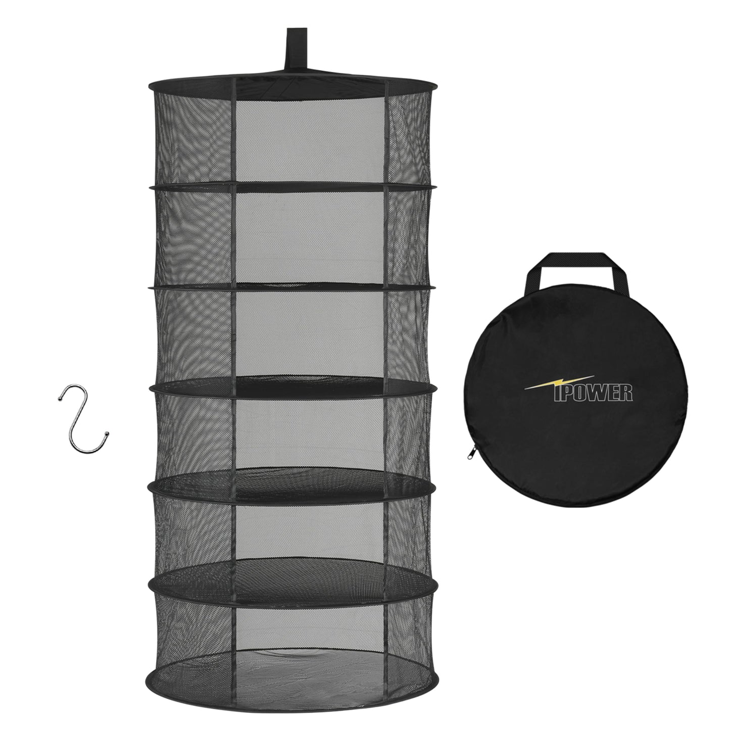 YSSOA 4 Layer 24'' Herb Drying Rack, Hanging Dry Mesh Folding Basket Dryer with Detachable Design & Hook for Plants, Herbs, Seeds and Buds in Grow Tent, Closet, Hydroponics, Garden Outdoor