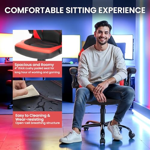 Gaming Chair, Backrest and Seat Height Adjustable Swivel Recliner Racing Office Computer Ergonomic Video Game Chair with Footrest and Lumbar Support