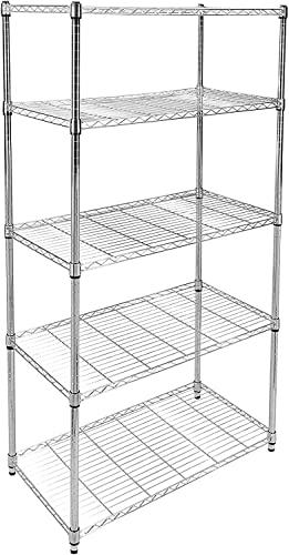 YSSOA Heavy Duty 5-Tier Shelving Unit 1250Lb Capacity, 36'' L x 14'' W x 61.02'' H, Chrome