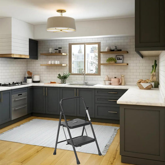 Simple Deluxe 2 Step Ladder, Step Stool Foldable, 800lbs Portable Ladder with Wide Anti-Slip Pedal, Step Stool for Adults, Lightweight Step Ladder for Home Kitchen and Outdoor