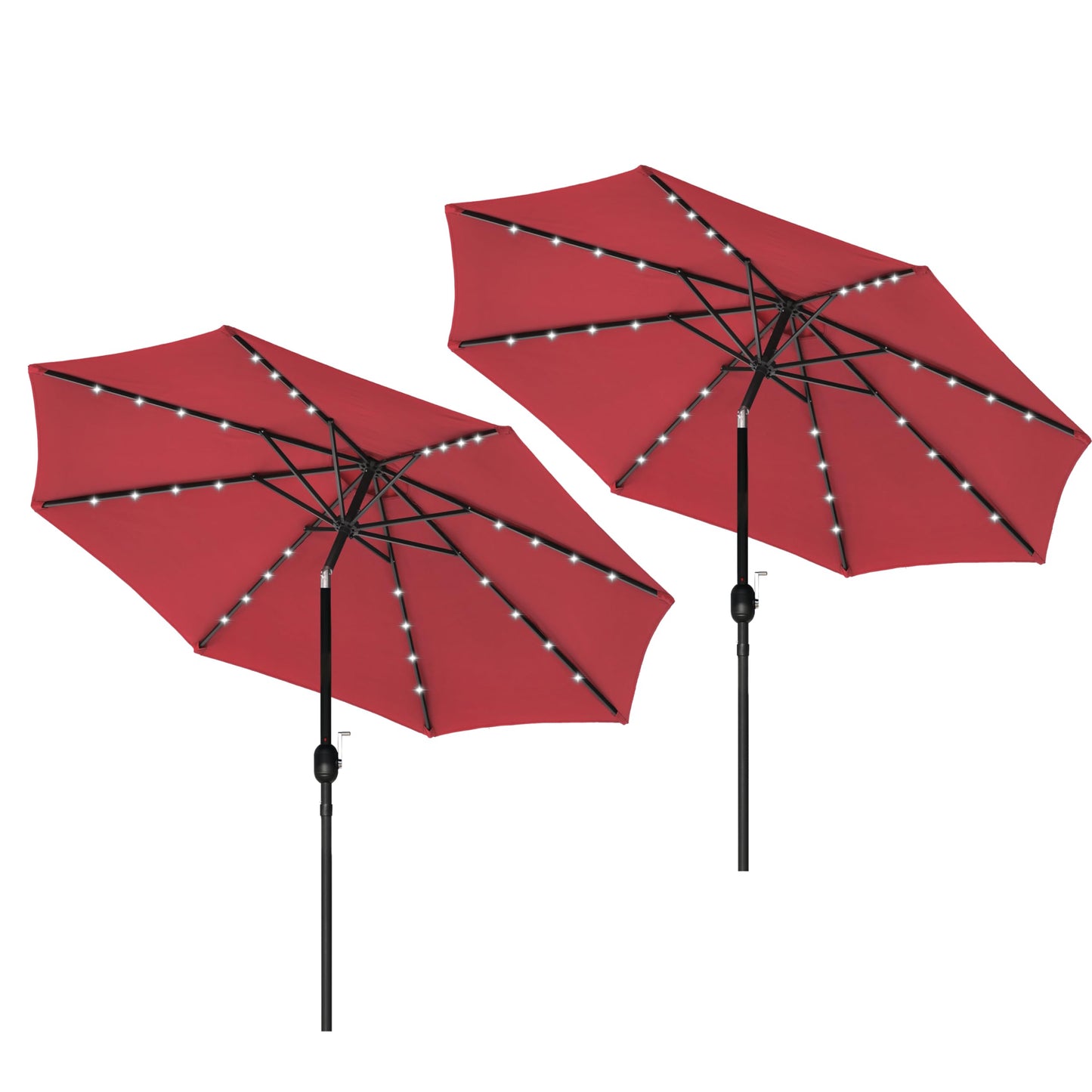 Simple Deluxe 9' Solar Umbrella 32 LED Lighted Patio Umbrella Table Market Umbrella with Push Button Tilt/Crank Outdoor Umbrella for Garden, Deck, Backyard and Pool