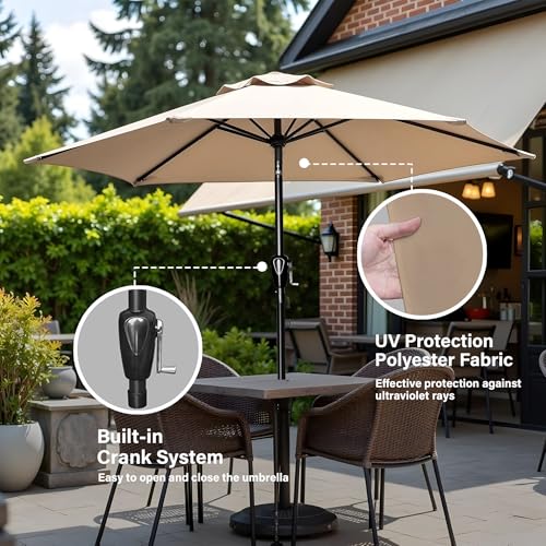InfiniPower Outdoor Patio Umbrella Table Umbrellas with Push Button Tilt/Crank, UV Protection Waterproof for Garden Deck Backyard Pool,