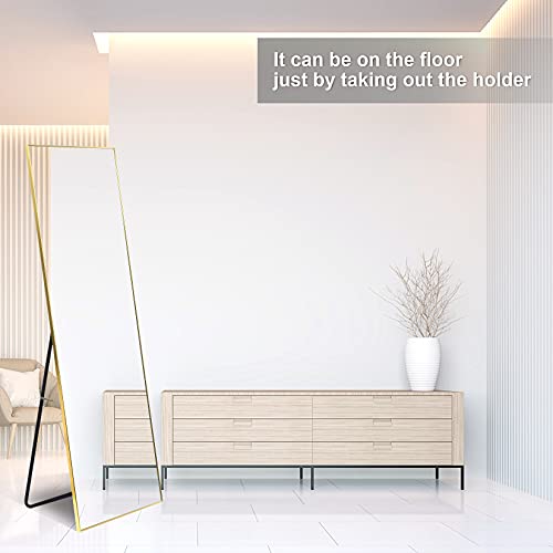 YSSOA Full Length Mirror, Floor Mirror with Stand,Wall-Mounted Dressing Mirror, Bedroom Mirror