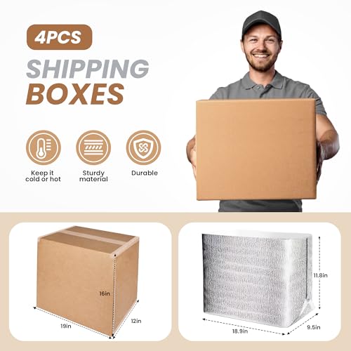 YSSOA Insulated Shipping Boxes with Aluminum Foil Liner,Thermal Insulation Cold Pack Shipping Boxes for Frozen, Reusable Styrofoam Cooler Box, Small Mailing Box