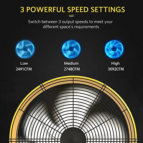 Simple Deluxe 24-Inch Heavy Duty Metal Drum Fan, 3-Speed High Velocity Industrial Floor Fan for Warehouses, Workshops, Factories and Basements