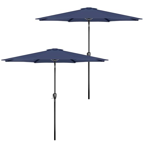 Simple Deluxe 9FT Outdoor Patio Umbrella Table Market Umbrella with Push Button Tilt and Crank, 8 Sturdy Ribs, UV Protection Waterproof for Garden, Lawn, Deck, Backyard, Pool