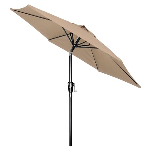 HealSmart 7.5ft Patio Umbrella with Push Button Tilt/Crank, Outdoor Table Market Yard Umbrella, 6 Sturdy Ribs for Garden, Deck, Backyard, Pool