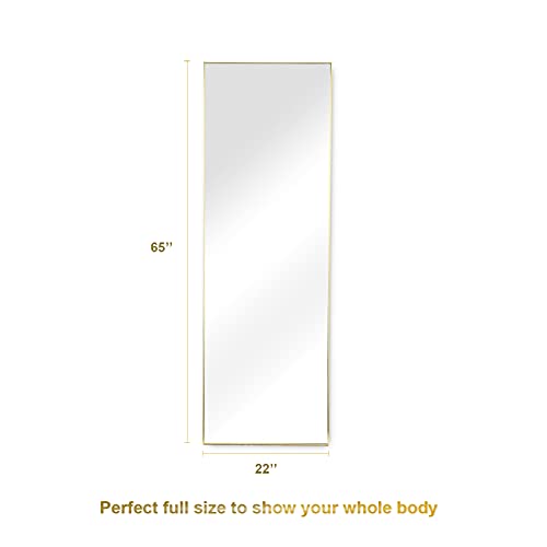 YSSOA Full Length Mirror, Floor Mirror with Stand,Wall-Mounted Dressing Mirror, Bedroom Mirror
