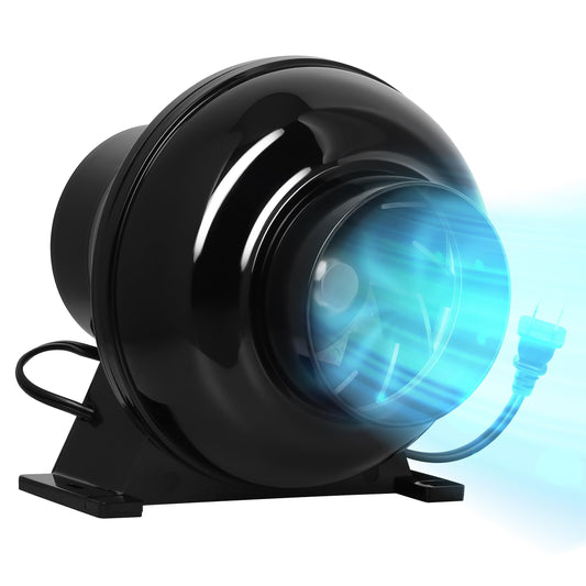 Simple Deluxe 4 Inch Inline Duct Fan, 195 CFM Ventilation Fan, Exhaust HVAC Vent Blower for Hydroponics, Grow Tent, Basements, Greenhouses, Attic, Black