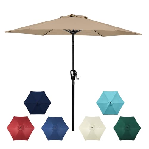 InfiniPower Outdoor Patio Umbrella Table Umbrellas with Push Button Tilt/Crank, UV Protection Waterproof for Garden Deck Backyard Pool,
