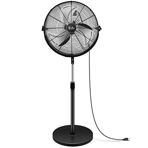 Simple Deluxe Pedestal Standing Fan, High Velocity, Heavy Duty Metal For Industrial, Commercial, Residential, Greenhouse Use, Black, 2Pack