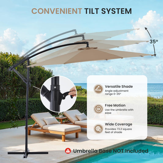 Simple Deluxe 9.8ft Offset Umbrella Cantilever Patio Hanging Umbrella Outdoor Market Umbrella with Crank & Cross Base Suitable for Garden, Lawn, backyard and Deck, Blue