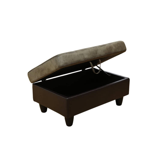 Simple Deluxe Taupe Flannel and PVC Storage Ottoman 35x23.5x17.5 - Room Decor, Organization and Storage Solution, Ottoman for Living Room, Bedroom