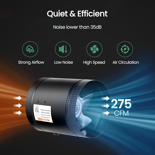 iPower Inline Duct Booster Fan with Speed Controller
