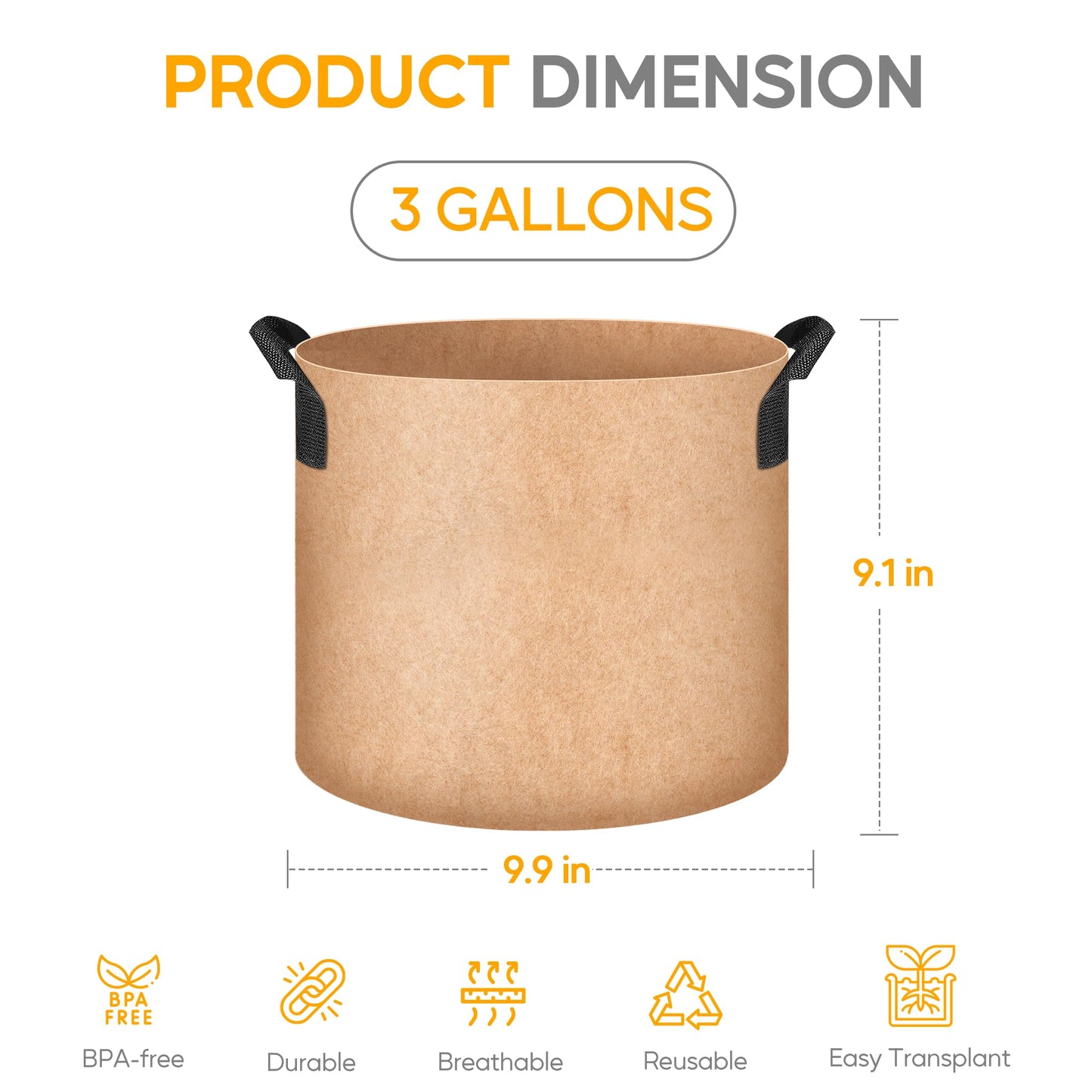 YSSOA 300G Reusable Breathable Gardening Pots