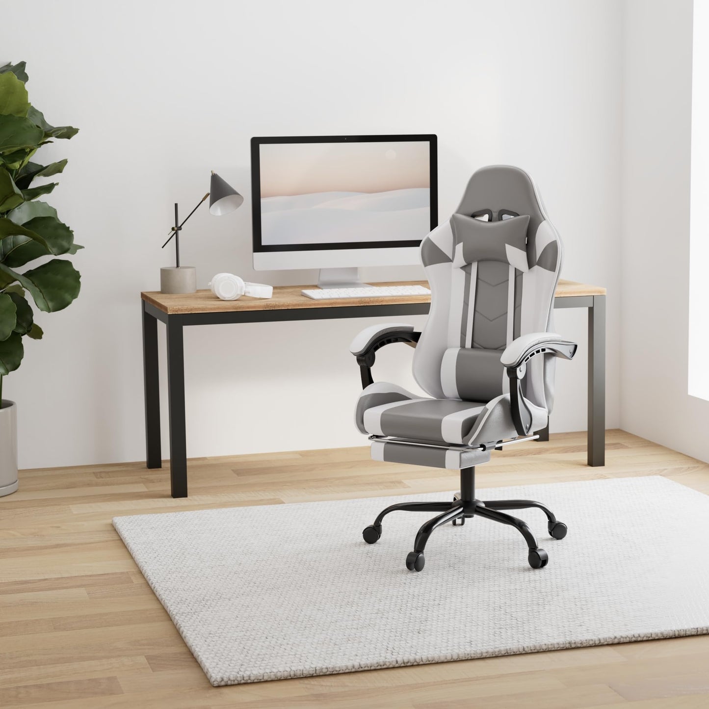 Gaming Chair, Backrest and Seat Height Adjustable Swivel Recliner Racing Office Computer Ergonomic Video Game Chair with Footrest and Lumbar Support