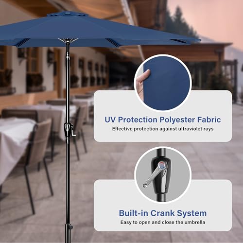 InfiniPower Outdoor Patio Umbrella Table Umbrellas with Push Button Tilt/Crank, UV Protection Waterproof for Garden Deck Backyard Pool,