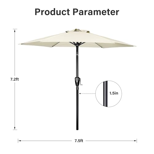 Simple Deluxe 9FT Outdoor Patio Umbrella Table Market Umbrella with Push Button Tilt and Crank, 8 Sturdy Ribs, UV Protection Waterproof for Garden, Lawn, Deck, Backyard, Pool