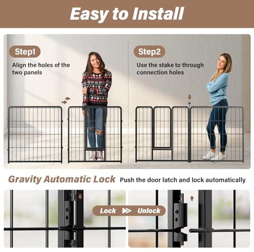 YSSOA Dog Playpen Indoor, Puppy Playpen Indoor Outdoor for Yard, Camping, RV, Heavy Duty Dog Pen for Puppies/Small/Medium Dogs, Black