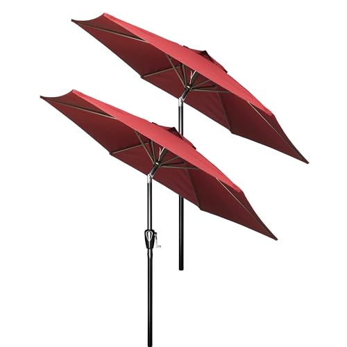 Simple Deluxe 9FT Outdoor Patio Umbrella Table Market Umbrella with Push Button Tilt and Crank, 8 Sturdy Ribs, UV Protection Waterproof for Garden, Lawn, Deck, Backyard, Pool