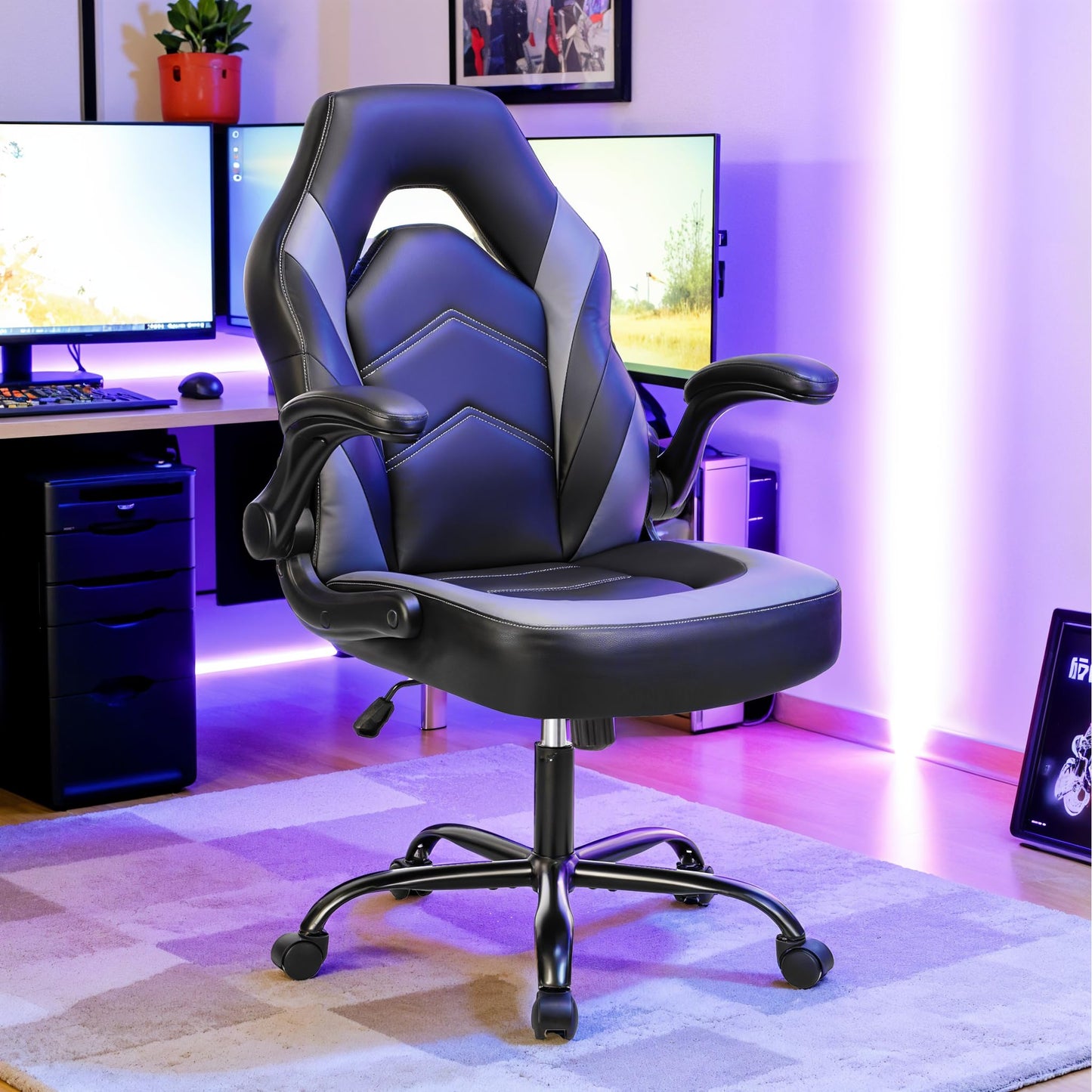 Gaming Chair, Backrest and Seat Height Adjustable Swivel Recliner Racing Office Computer Ergonomic Video Game Chair with Footrest and Lumbar Support