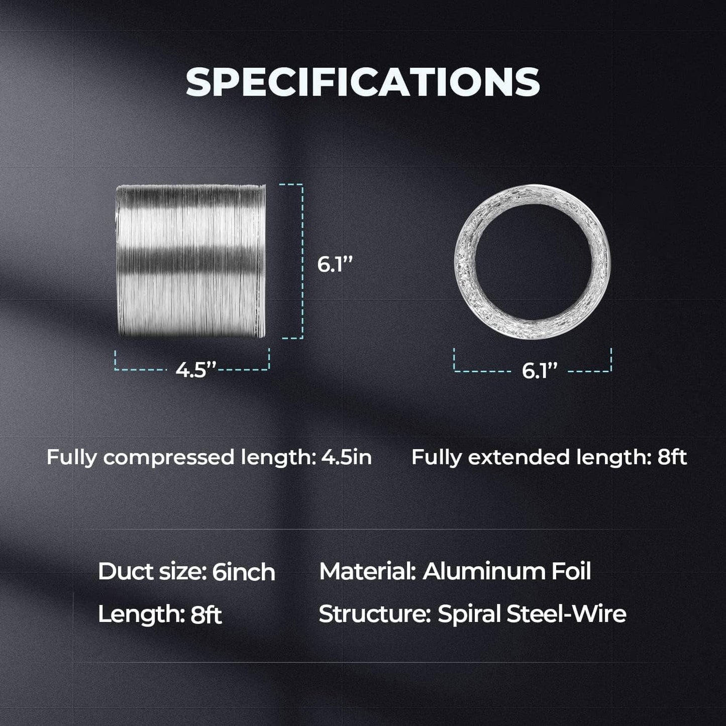 Simple Deluxe Dryer Vent Hose, Flexible Aluminum Ducting, Heavy Duty Three-Layer Protection, Long Duct for Ventilation Heating Cooling, Silver