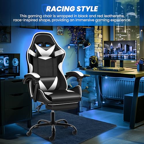 HealSmart Gaming Chair, Backrest and Seat Height Adjustable Swivel Recliner Racing Office Ergonomic Video Game Chair with Footrest