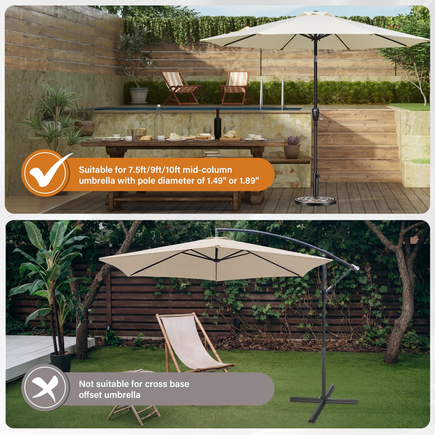 InfiniPower Outdoor Patio Umbrella Table Umbrellas with Push Button Tilt/Crank, UV Protection Waterproof for Garden Deck Backyard Pool,