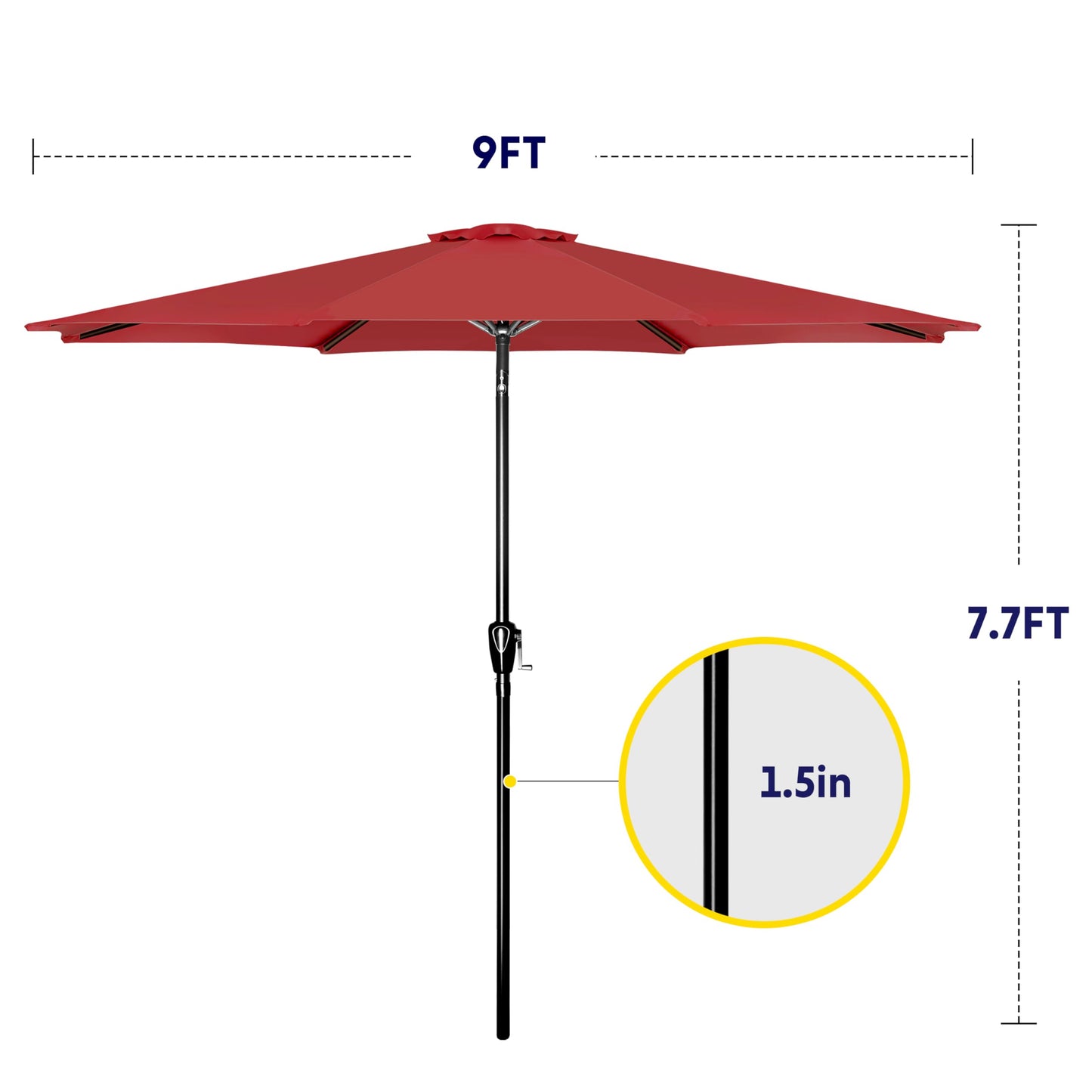 iPower 9ft Patio Umbrella Outdoor Table Umbrellas with 8 Sturdy Ribs, Push Button Tilt and Crank for Yard, Pool and Garden