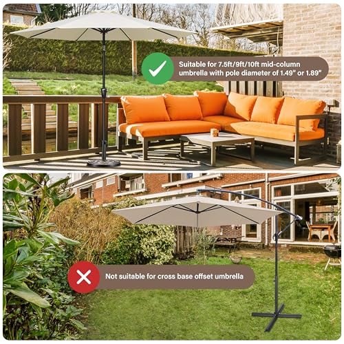 HealSmart 50Lbs Durable Fillable Outdoor Patio Umbrella Base Heavy Duty Stand for Lawn, Deck, Poolside, Black