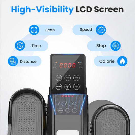 Under Desk Elliptical Machine with Remote Control, Electric Ellipse Leg Exerciser for Seniors Adults Home, 12 Adjustable Speeds, Quiet Portable Seated Pedal Exerciser, LED Monitor, Fully Assembled