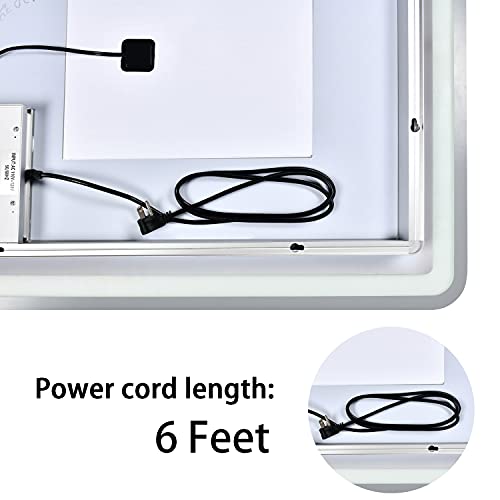YSSOA LED Bathroom Mirror, 36 x 28 Inch Large Wall Anti-Fog Dimmable LED Bathroom Vanity Mirror, Adjustable Light & Touch Switch (Horizontal/Vertical)