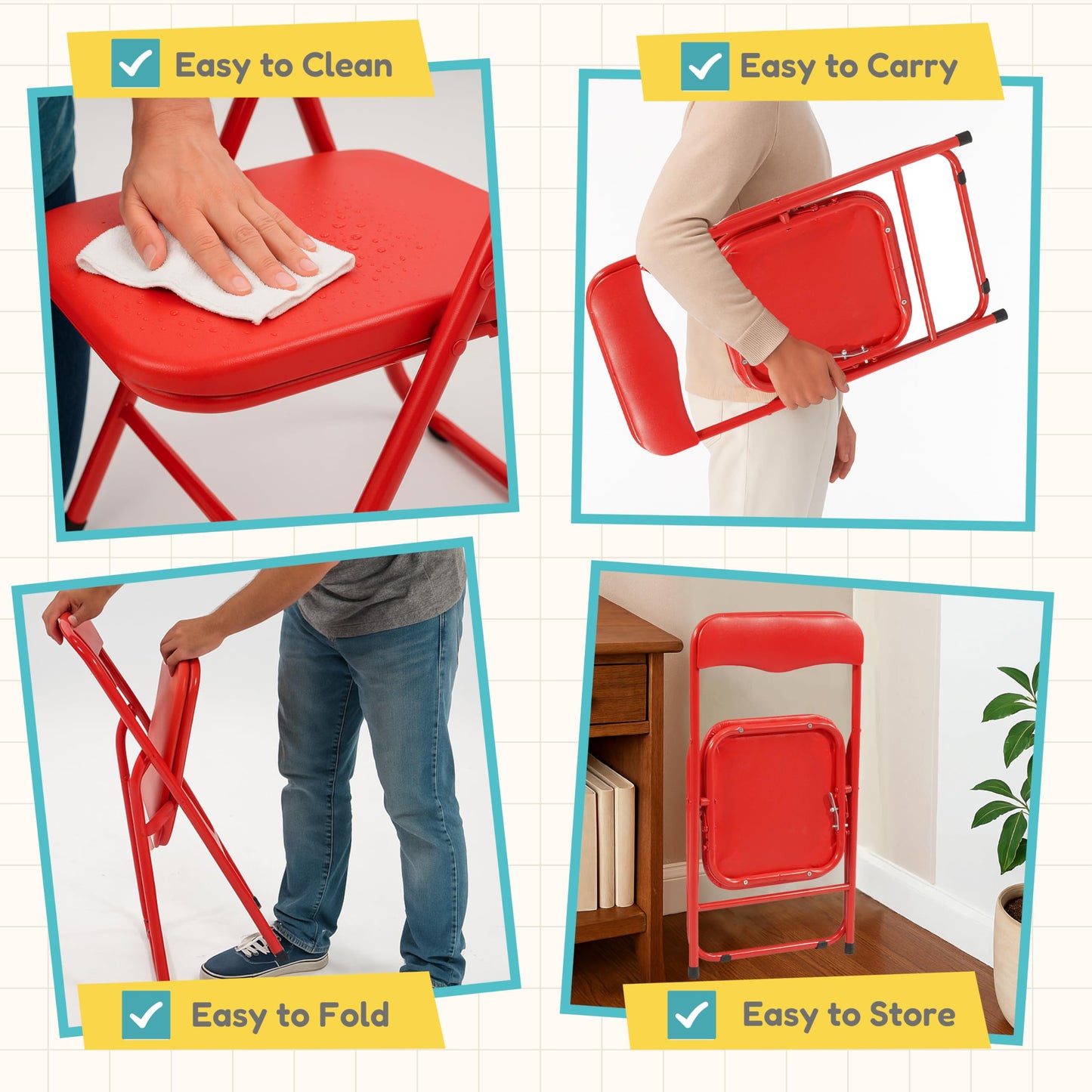 YSSOA 2 Pack Folding Chairs with Padded Vinyl Cushion Seats Commercial Event Seat