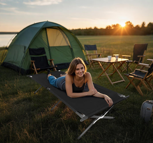 YSSOA Folding Camping Cot with Storage Bag for Adults, Portable and Lightweight Sleeping Bed for Outdoor Traveling, Hiking, Easy to Set up