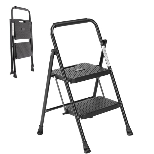Simple Deluxe 2 Step Ladder, Step Stool Foldable, 800lbs Portable Ladder with Wide Anti-Slip Pedal, Step Stool for Adults, Lightweight Step Ladder for Home Kitchen and Outdoor