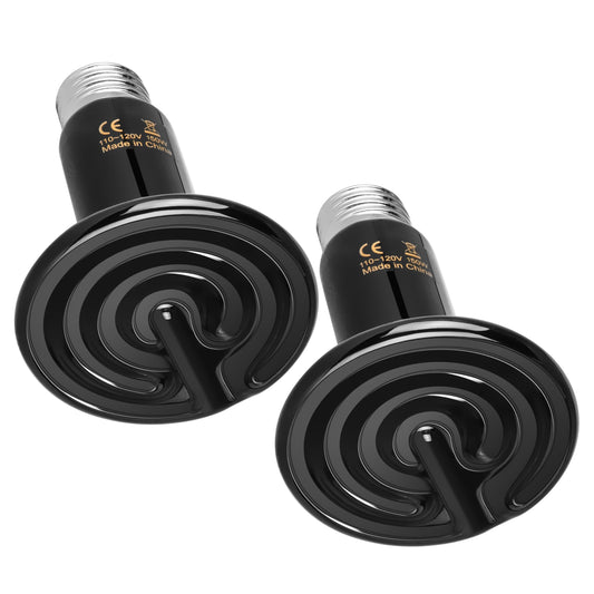 YSSOA 100W Ceramic Heat Emitter, Reptile Heat Bulbs, Ceramic Heat Lamp for Reptiles, Amphibian, Chicken, Dog, Cat, 1 Pack, Black