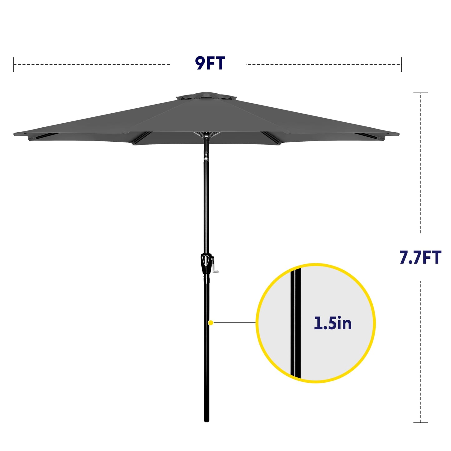 iPower 9ft Patio Umbrella Outdoor Table Umbrellas with 8 Sturdy Ribs, Push Button Tilt and Crank for Yard, Pool and Garden