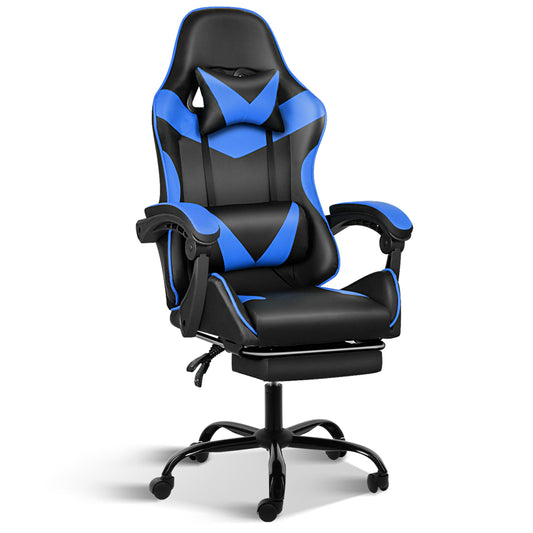 Simple Deluxe Gaming Chair, High Back Office Computer Desk Chair with Adjustable Lumbar Support, Recliner Swivel Video Game Chair with Footrest, Height Adjustable Seat and Backrest