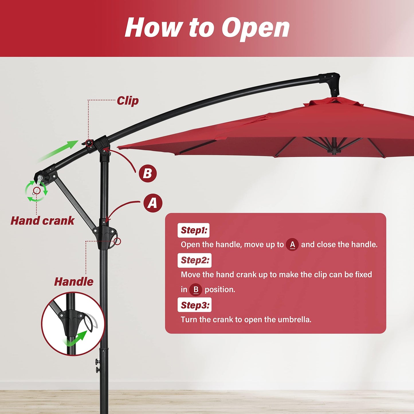 Simple Deluxe 10ft Offset Umbrella Cantilever Patio Hanging Umbrella Outdoor Market Umbrella with Crank & Cross Base Suitable for Garden, Lawn, backyard and Deck