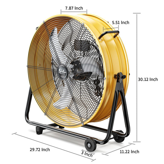 Simple Deluxe 24-Inch Heavy Duty Metal Drum Fan, 3-Speed High Velocity Industrial Floor Fan for Warehouses, Workshops, Factories and Basements