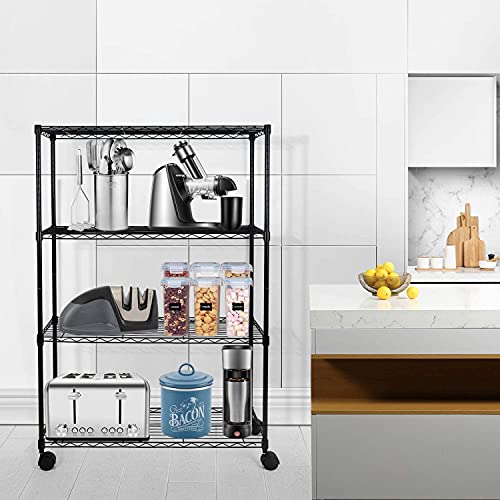 4-Tier Heavy Duty Storage Shelving Unit 1000Lb Capacity,Black,35.83L x 13.98W x 55.91H inch
