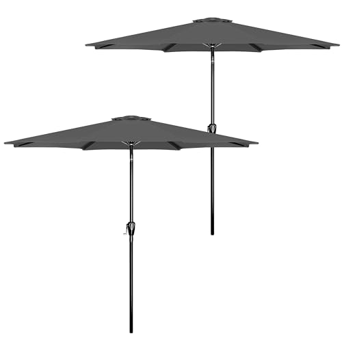 Simple Deluxe 9FT Outdoor Patio Umbrella Table Market Umbrella with Push Button Tilt and Crank, 8 Sturdy Ribs, UV Protection Waterproof for Garden, Lawn, Deck, Backyard, Pool